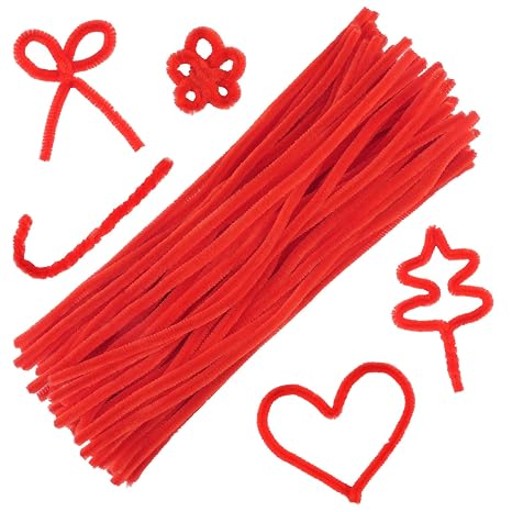 100Pcs Red Pipe Cleaners, 30cmx5mm Pipecleaners Wire Sculpture for Craft