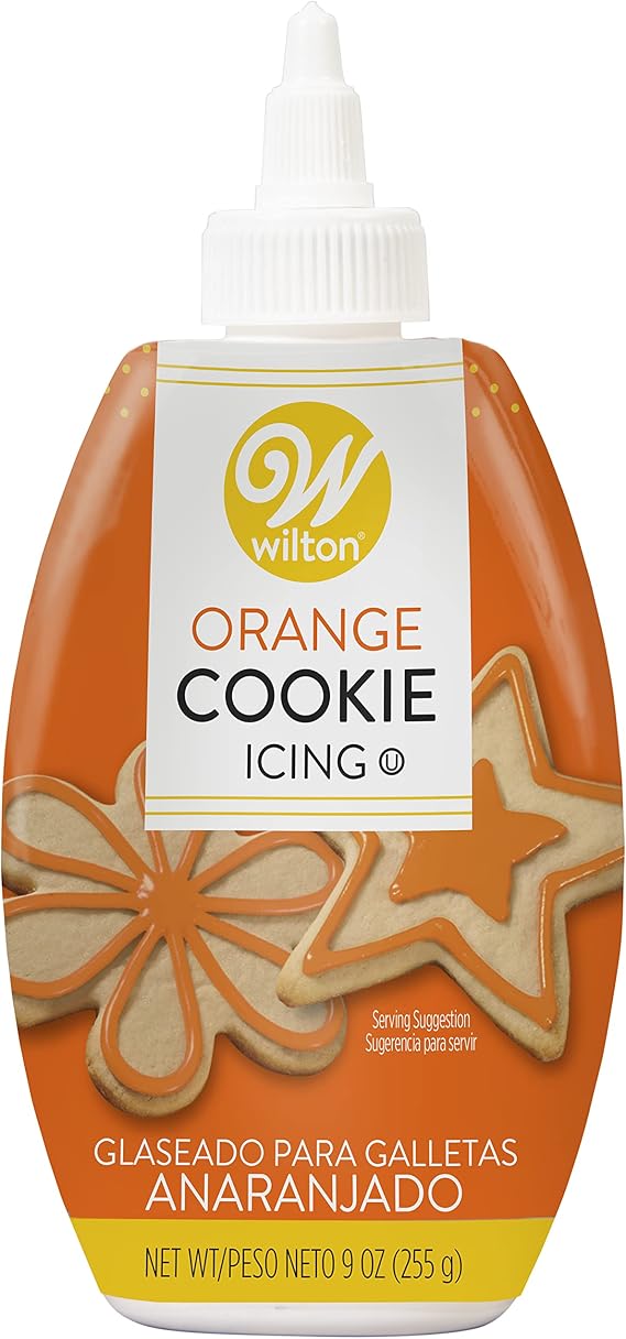 Wilton Cookie Icing, Fast-Drying Squeeze Bottle Icing for Decorating Sugar Cookies & Gingerbread, 7.5 oz., Orange, Packaging May Vary