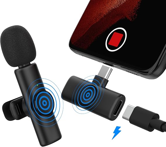 Wireless Lavalier Microphone Plug and Play USB C Microphone Mini Lapel Microphone Recording YouTube Facebook Live Stream Vlog TikTok Andriod Phone (No Need App/Bluetooth) 2.6x0.59x0.38 inchs