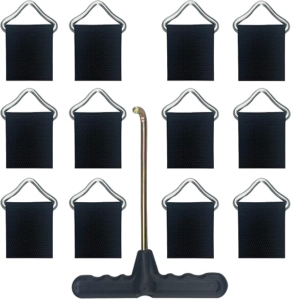 12Pcs Trampoline Triangle Buckles with Trampoline Spring Pull Tool
