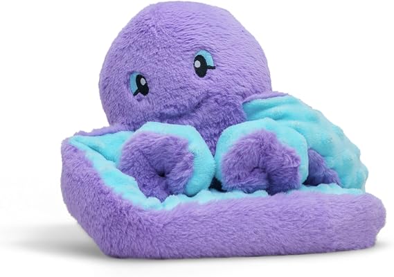 HUGIMALS Hugarounds Indigo the Octopus 2.5 lb Microwaveable Weighted Plush Neck & Shoulder Wrap | Soothing, Comforting Hugs for Self-Care & Relaxation | Unscented for Ages 2+
