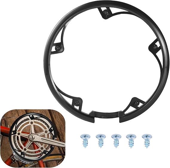1 Pack Bicycle Chain Wheel Protector Professional Bike Chain Guard Protector with 5 Screws Cover Accessories for Mountain Bike, Black,5 Holes 48T