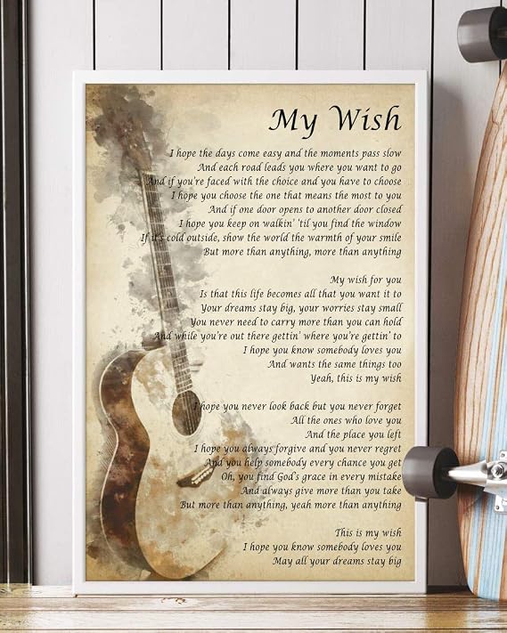 Decor Gift - My Wish Song Lyrics Portrait Poster Wall Art Print (16" x 24")