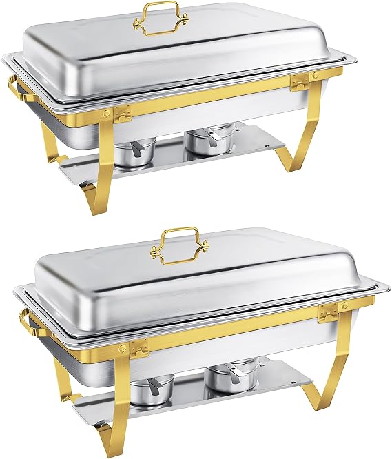 Chafing Dish Buffet Set 9L, 2Packs, Elegant Bicolour Gold&Silver