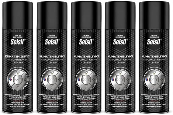 Selsil Klima Temizleyici Sprey 150 ML Araç Klima Koku Giderici Limon Kokulu 5 Adet