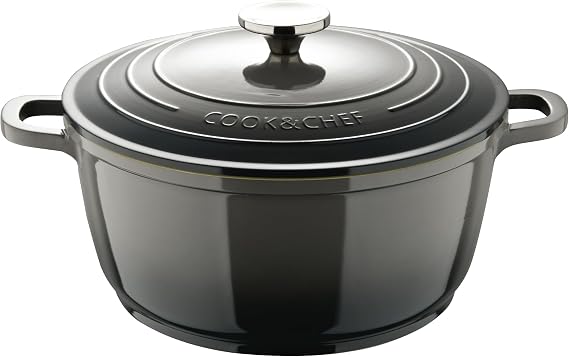 BERGNER E Xcalibur Grey – Canco mit 20 cm Deckel – geschmolzenes Aluminium – innen cremefarbene Beschichtung – außen grau – Induktionspunkt – Edelstahl