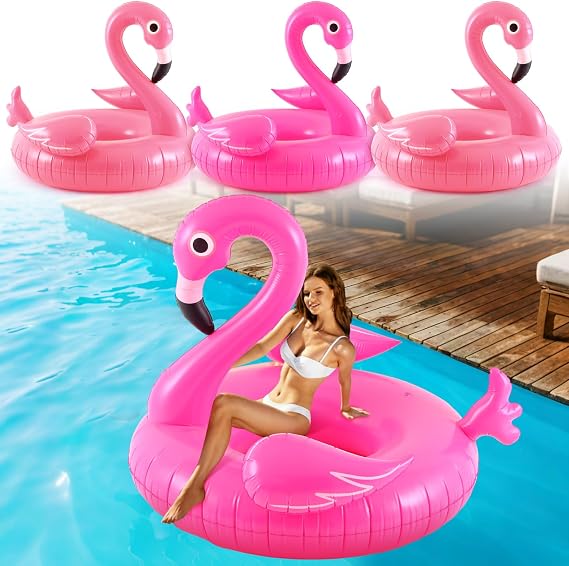 4 Pack Flamingo Inflatable Pool Float, Pink 45"