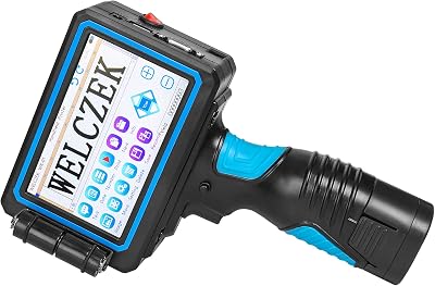 WK-01 Portable Handheld Printer with 5 Inch Touch Screen, Printing Height 0.08-0.5 Inch Inkjet Coding Machine for Label Barcode Variable Data etc Support 20 Languages & Handwriting Function
