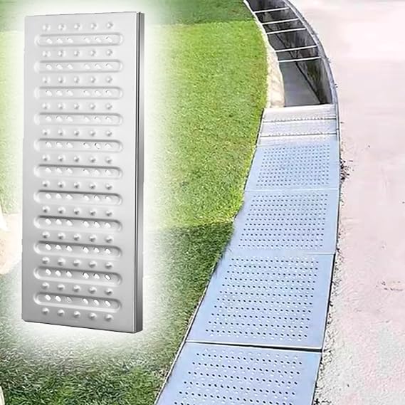 Patio Stainless Steel Drainage Channel, 4 6 8 10 12 14 16 Inch Wide Trench Drain System with Perforated Grille, Drainage Grate for Backyard Garden Shop Kitchen(58x10cm/22.8x4in)