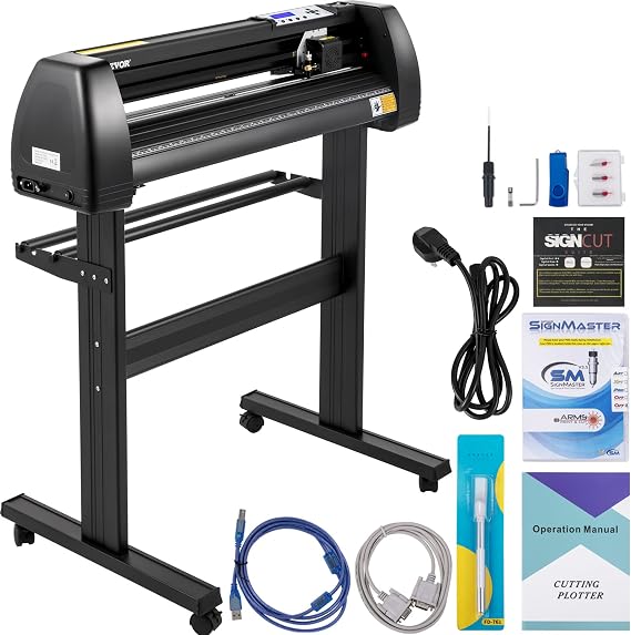 VEVOR Vinyl Cutting Machine Cutting Plotter 870 mm LED Plotter Printer Precise Manual Positioning Software Support for Mac and Windows Systems Adjustable Force & Speed