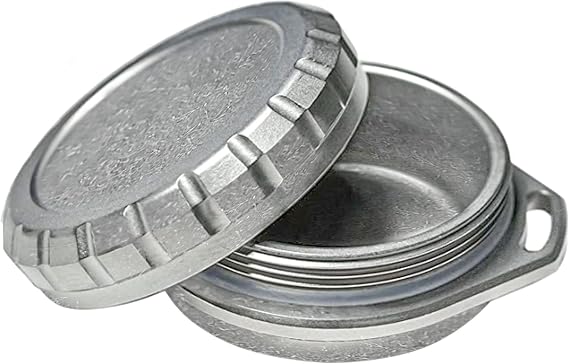 Titanium Waterproof Pill Case Travel Pill Organizer Bottle EDC Capsule Container Portable Pocket Metal Box with Chain for Camping, Hiking, Fishing, Titanium, Stone Washed