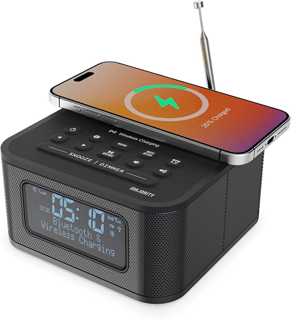 MAJORITY Knapton Bedside Clock Radio with Bluetooth | DAB& FM Radio