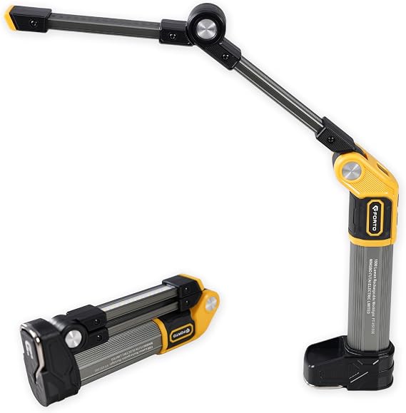 FORTO Dual-Panels Rechargeable Work Light,Magnetic Flashlight