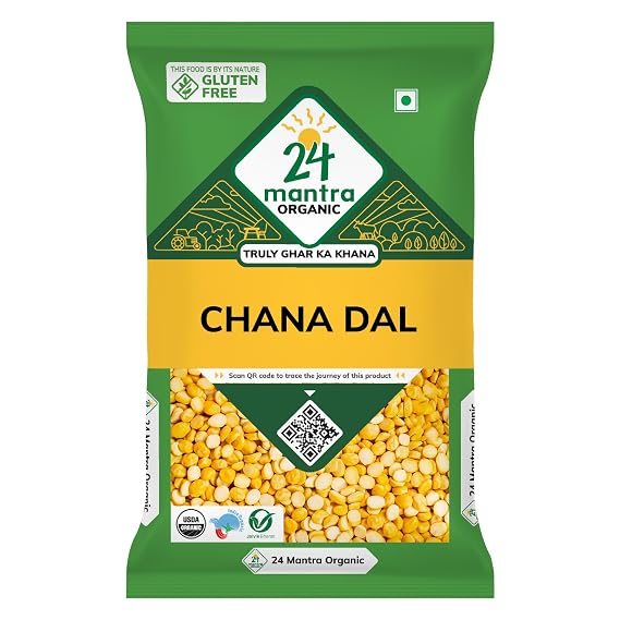 24 Mantra Organic Unpolished Bengalgram/Kandi Pappu/Chana Dal - 100% Organic | Chemical Free & Pesticides Free | Unadulterated (500 G (Pack Of 1))
