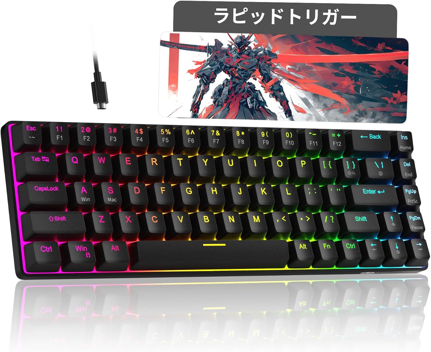 MageGee Rapid Trigger Keyboard | 68-Key English Layout Wired RGB 60% Size | Gaming Keyboard Rapid Trigger | Magnetic Switch Mechanical Gaming Keyboard | Ultra-Fast 1.4mm Actuation | 8000Hz Polling