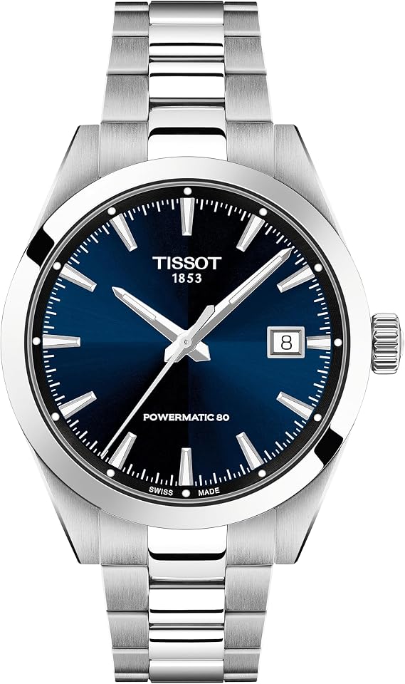 Tissot Gentleman 38mm, Swiss Automatic Watch for Men, Stainless Steel Case, Blue Dial, T1658071104100