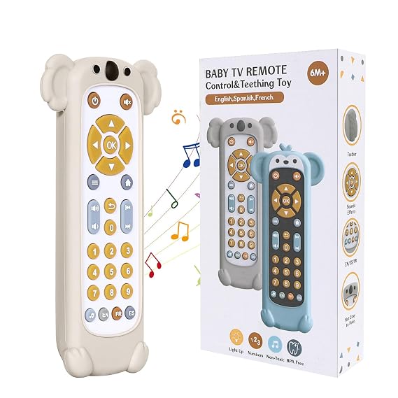 Orzbow Baby Remote Control Toy with Silicone Teether Cover, White