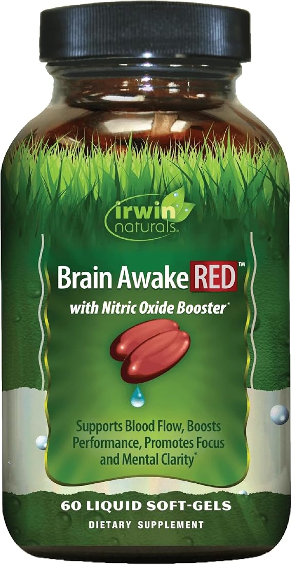 Irwin Naturals Brain Awake RED Focus & Mental Clarity Support | 60 Softgels