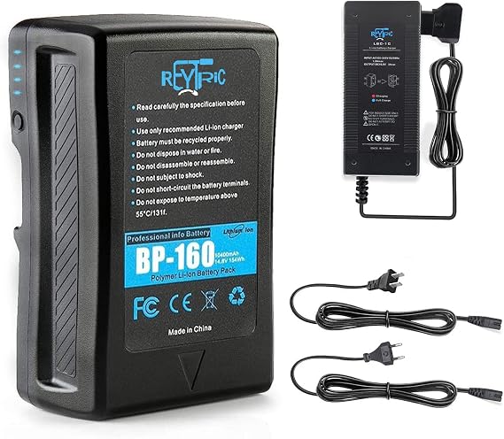 154Wh(10400mAh) V Mount/V-Lock Battery with D-tap Output Charger and D-Tap Cable Compatible Video Camera Camcorder Broadcast LED Light Replacement Brick for DSLR