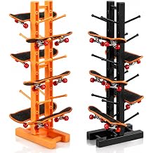 Compatible with Tech Deck,Holds 12 Mini Finger Skateboards,Fingerboard Collection Organizer for Display&Storage,Does Not Include Finger Skateboard,2Pcs (Black&Yellow)