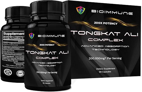BioImmune Longjack Tongkat Ali Ultra Concentrated Purified Extract Capsules | Strength Muscle Mass, Drive, Performance