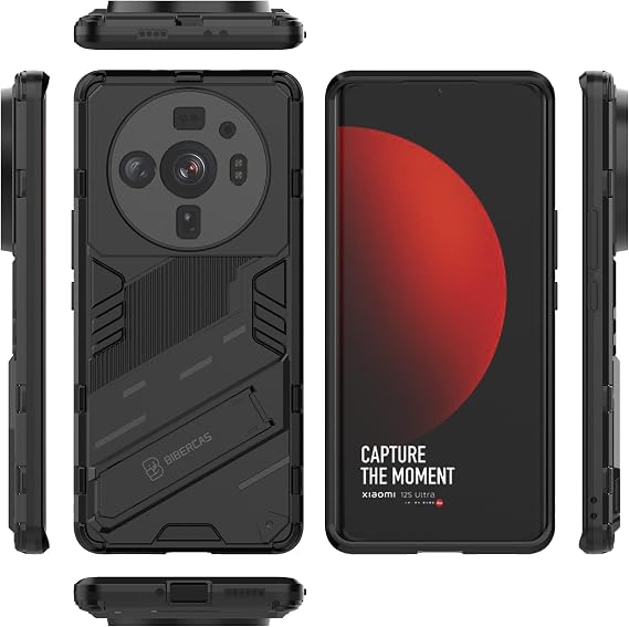 Case Compatible with Xiaomi 12S Ultra,Compatible with Xiaomi 12S Ultra 5G 2203121C Kickstand 2 in 1 [PC+TPU] Anti-Drop Cover Black