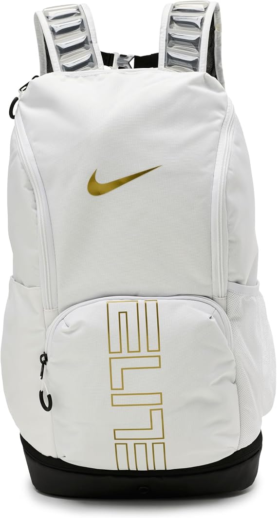 Nike Varsity Elite Backpack (32L), White/Black/Metallic Gold, MISC