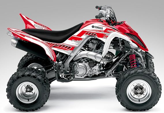 Graphics Kit for Yamaha Raptor 700 ('13-'16) - Racer-X White Background, Red Design