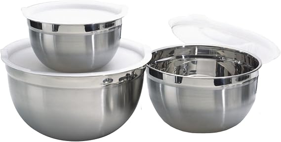 Stainless Steel Mixing Bowls with Lids, Set of 3