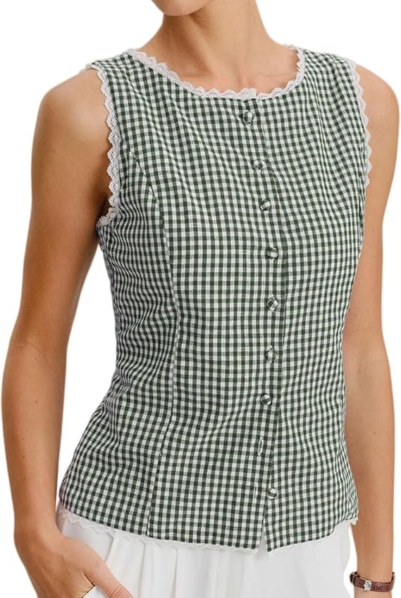 RIHOAS Womens Sleeveless Button Down Blouse Button Down Work Top