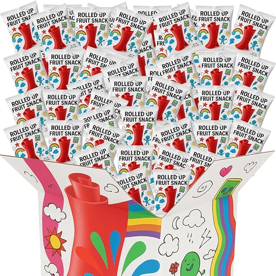 Fruit Rolled Up Variety Snack Pack Individually Wrapped Strawberry Blue Razzberry 64 Count