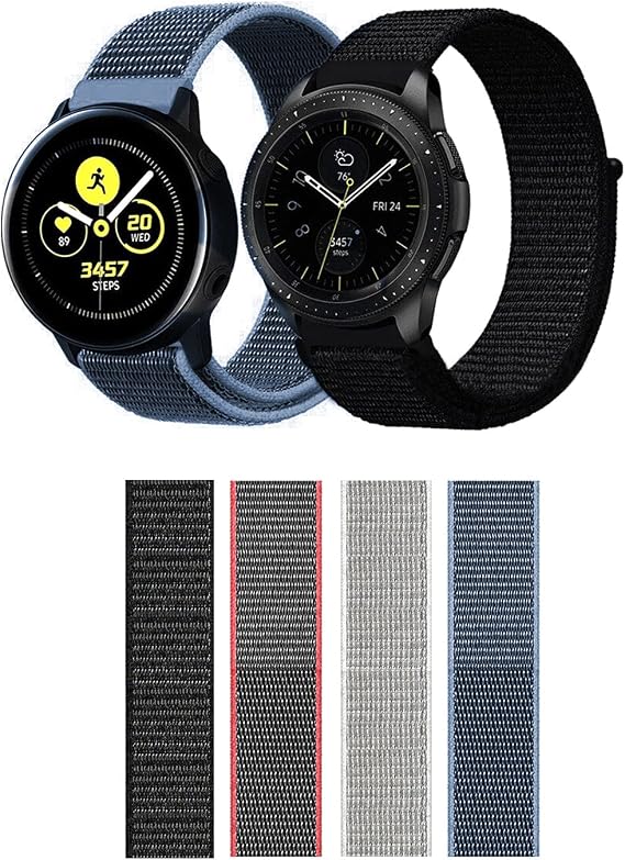 Microcase 44-46 mm Akıllı Saatler için 22 mm Cırtlı Kumaş Kordon Kayış - KY18 (Mavi)