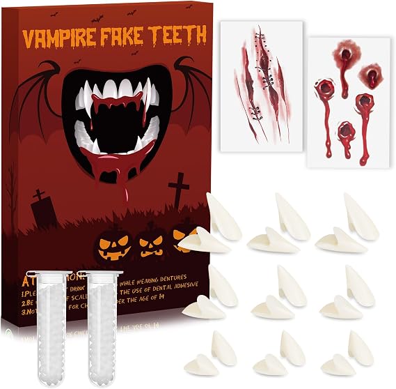 9 Pairs Vampire Teeth Fake Fangs for Halloween Cospaly Party Costume