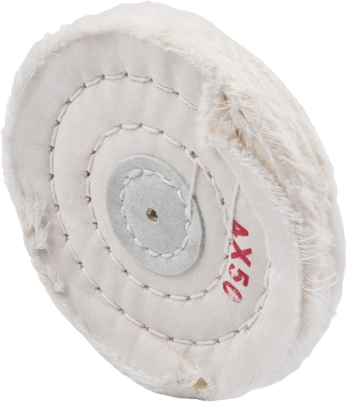 Cotton Buffing Wheel 4 Inch 50PLY Polishing Mop for Metal Jewelry Wood Glass, 100mm Grinder Pad Attachment for Drill, Fine Polisher Disc for Stainless Steel Aluminum(White)