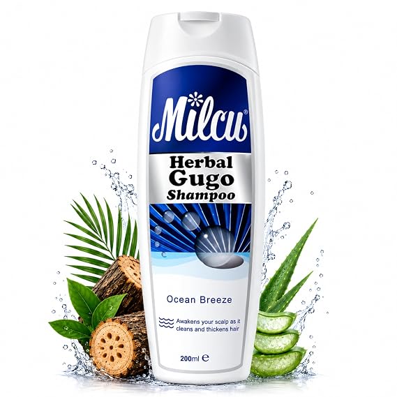 Gugo Herbal Shampoo with Natural Gugo Bark & Aloe Vera, Volumizing Shampoo for Fine & Thinning Hair, Daily Scalp Cleansing, Helps Promote Fuller-Looking Hair, Ocean Breeze, 6.76 fl oz