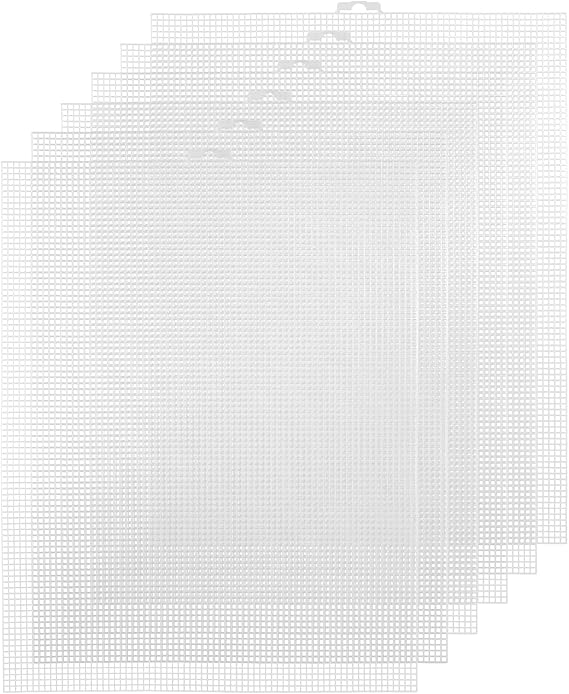 6pcs Plastic Mesh Canvas Sheets for Embroidery, 13.5x10.4 Inch 7 Count Plastic Canvas Sheets Cross Stitch Plastic Aida Plastic Mesh Screen for Crafts Making (White)