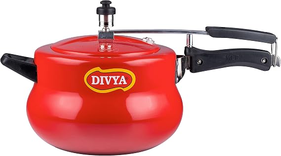 DIVYA Red HTR Aluminium Handi Pressure Cooker (5 Litres)