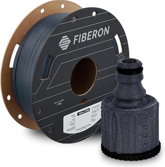Polymaker Fiberon ASA-CF08 Carbon Fiber ASA Filament 1.75mm, Dark Grey, 0.5kg