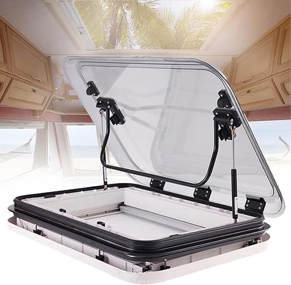 RV Skylight Replacement with LED Light and Wide-Angle Design for Camper and Trailer Roofs