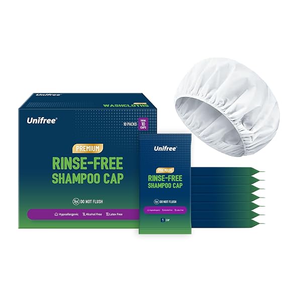 Shampoo Caps No Rinse,Shower Caps for Bedridden Patients Elderly, 10 Pack