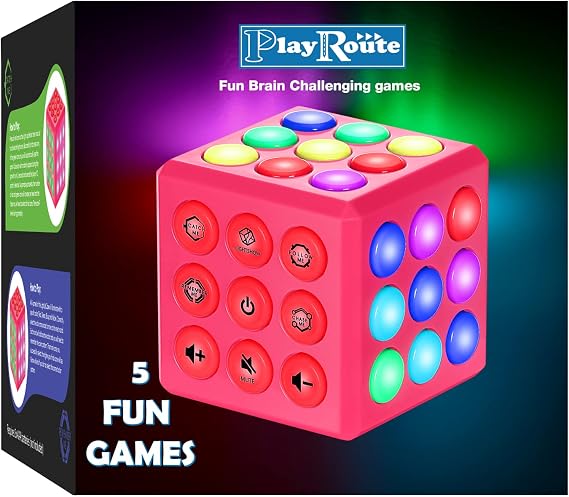 PlayRoute Electronic Brain & Memory Cube Fun Games - Cool Toys for Boys and Girls - Fun Toy Gift Ideas for Kids 6-12 Years Old and Up for Boys & Girls - Handheld Games for Kids & Teens