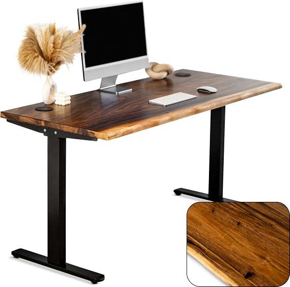 Walnut Solid Wood Standing Desk with Natural Live Edge, W60 x D27
