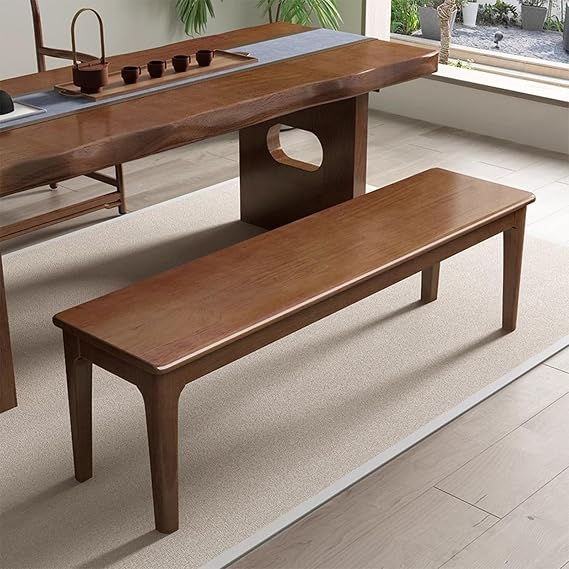 Modern Solid Wood Dining Bench with Rounded Corners, 39.4in Walnut End of Bed Seating, Stylish Home Décor for Dining Room, Living Room, Hallway, and Bedroom