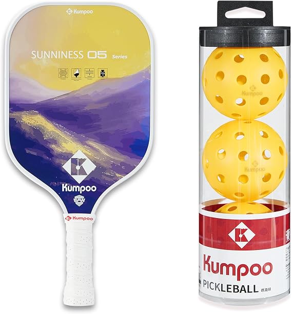 Pickleball Paddle SUNS05purple + Balls L40yellow