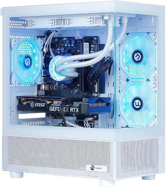 NINGMEI Prebuilt Gaming PC AMD Ryzen 7 5700X RTX 5060 8GB | 32GB DDR4 RAM 1TB Gen4 NVMe M.2 SSD,600W PSU WiFi Ready & Windows 11 Home Gaming Desktop Computer White