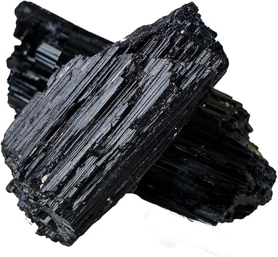 Black Tourmaline Raw Crystal Stone,1.5-2" Natural Rough Gemstone Unpolished Healing Crystal Specimen Spiritual for Tumbling, Sanding, DIY, Decor, Reiki, Collection, Crafts-2pcs