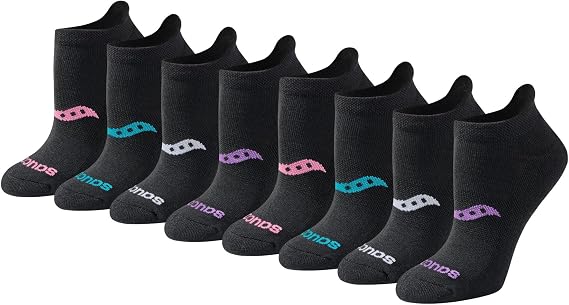 Saucony Women's RunDry Performance Heel Tab Athletic Socks, Available in S-L (8, 16, 24 Pairs)