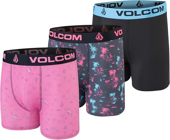 Volcom Mens Boxer Briefs 3 Pack Poly Spandex Performance Boxer Briefs Underwear