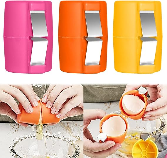 3Pcs Egg Shell Opener, 2026 New Egg Cracker Tool for Raw Eggs, Hard Boiled Egg Peeler Egg Cube Egg Separator Handheld, Stainless Steel Eggshell Breaker Egg Shell Cutter Kitchen Gadgets(3Pcs)