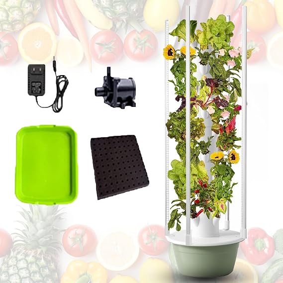Indoor Vegetable Planter Garden Towers, Hydroponics Growing System, Hydro Growing System with LED Light, Plants Indoor Hydroponic Vegetable Tower for Gardening Lover,7Layers/28Pots
